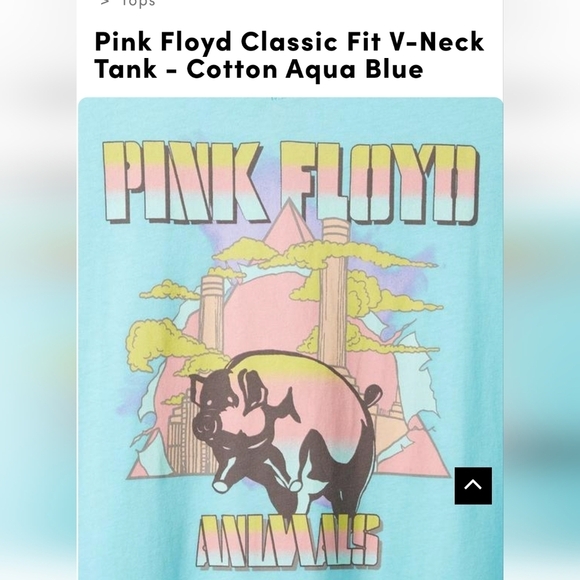 Torrid Pink Floyd V-Neck Tank - Cotton Aqua Blue, plus size 5x - Picture 7 of 11